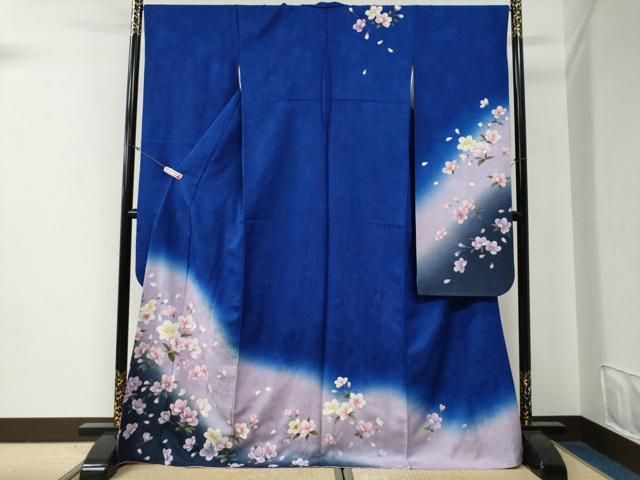 平和屋着物●豪華振袖　草花文　暈し染め　金通し地　正絹　逸品　CABG0405yc