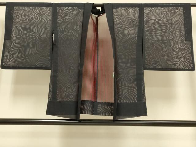 平和屋着物▽羽織　スリーシーズン　春夏秋　塵除け　濃い黒紅色　正絹　逸品　DABF5575du