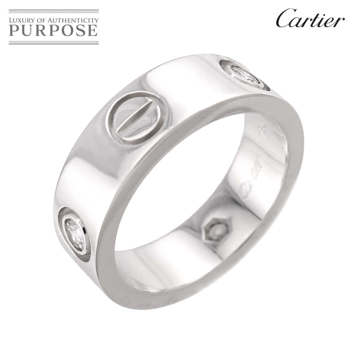 カルティエ Cartier ラブ クラシック #49 リング ハーフ ダイヤ 3P K18 WG ホワイトゴールド 750 指輪 Love Ring 90324655