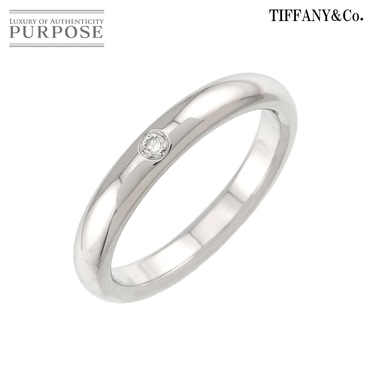 ティファニー TIFFANY&Co. スタッキング バンド 8号 リング ダイヤ 1P Pt プラチナ 指輪 Stacking Band Ring 90326406