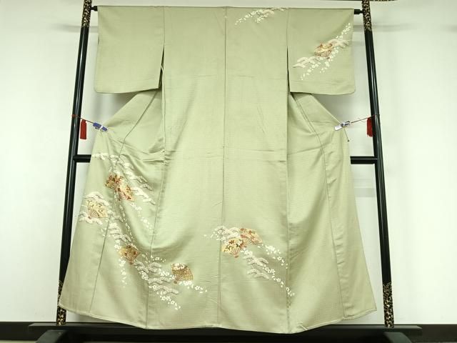 平和屋着物▽訪問着　単衣　駒刺繍　扇面花文　金糸　金彩　正絹　逸品　AABI7643jh 24,921円