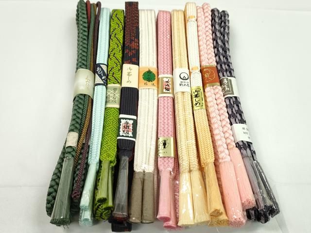 平和屋着物●和装小物　帯締め10本セット　高麗組　冠組　丸組　鈴乃屋扱い　金糸　逸品　未使用　CABF7506ju