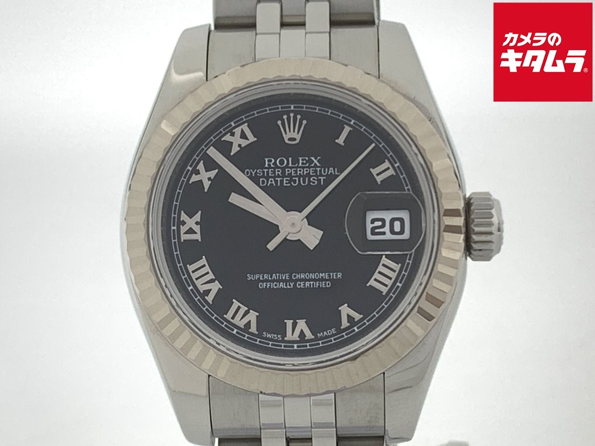 【中古】 【良品】 ロレックス(ROLEX) デイトジャスト 26 ブラック 179174 ステンレス/ホワイトゴールド ローマ JB