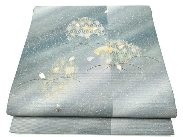 平和屋着物●太鼓柄袋帯　螺鈿箔　簪　櫛　雪輪舞花びら　金銀彩　やまと誂製　正絹　逸品　CABH4907hy