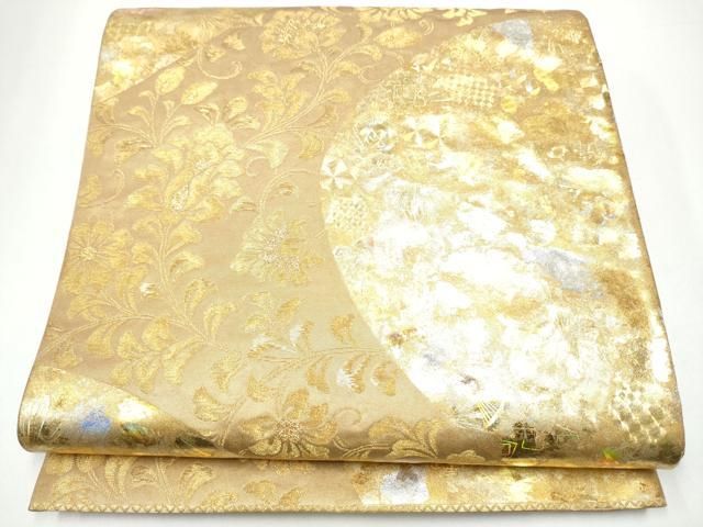 平和屋着物●金彩友禅作家　金彩の魔術師　堀省平　金煌織　六通柄袋帯　更紗花唐草文　金銀彩　正絹　逸品　CABH4909hy