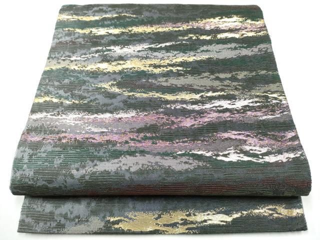 平和屋着物●六通柄袋帯　輪奈織　霞文　金糸　正絹　逸品　CABH4928hy