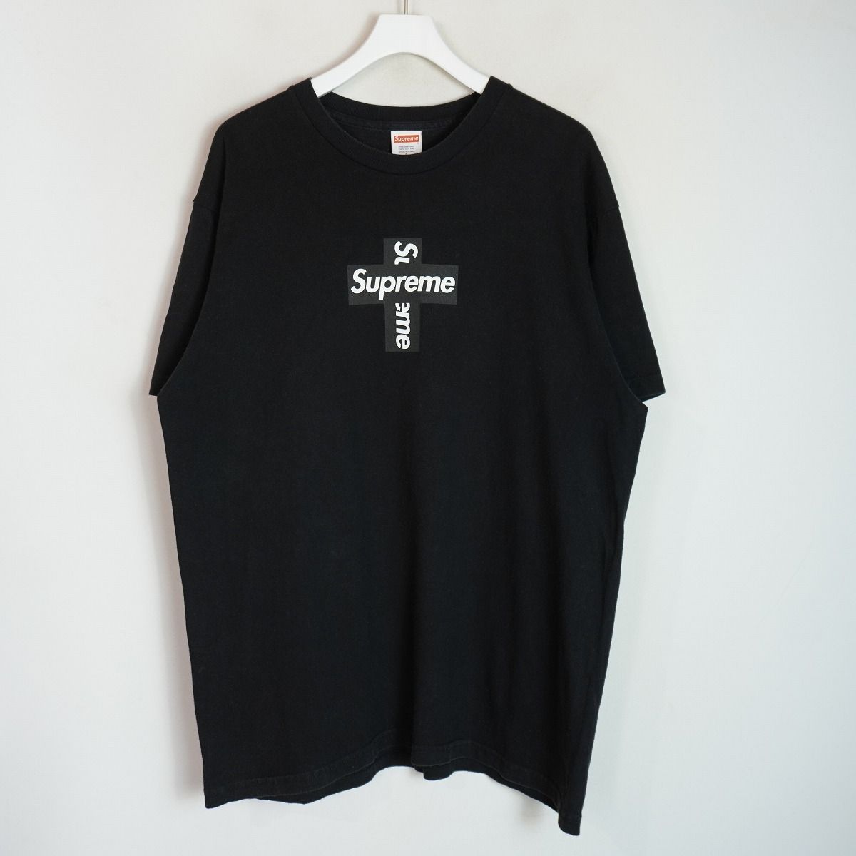 正規 20FW Supreme シュプリーム Cross Box Logo Tee クロス ボックスロゴ Tシャツ 半袖 カットソー 黒 サイズL 本物 1223P♪