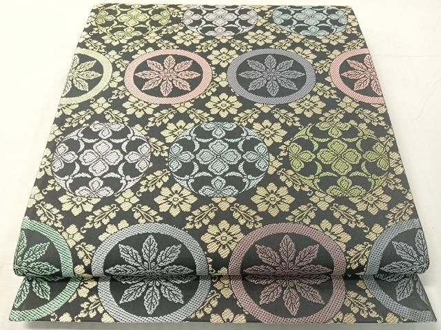 平和屋着物●六通柄袋帯　吉祥花丸文　正絹　逸品　未使用　CABH4730vp