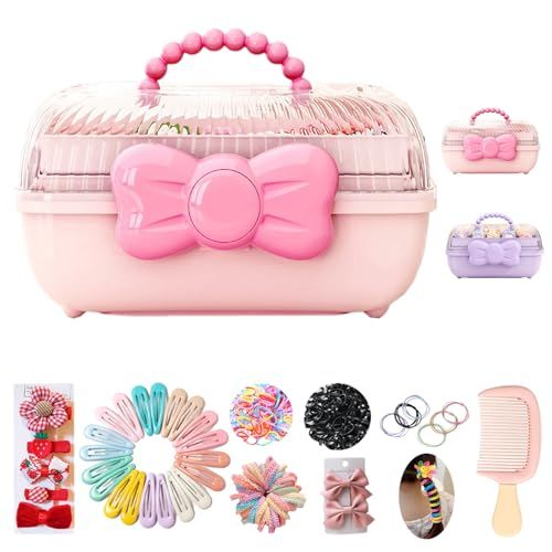 GALSANG 女の子 プレゼント ヘアアクセサリー豪華セット ヘアアクセサリー ケース キッズ ジュエリーボックス 収納ケース 宝石箱 ギフト 3層 可愛い 小物入れ 持ち運び 大容量 小学生 髪飾り ヘアクリップ ヘアゴム 誕生日 子供の fd740eba