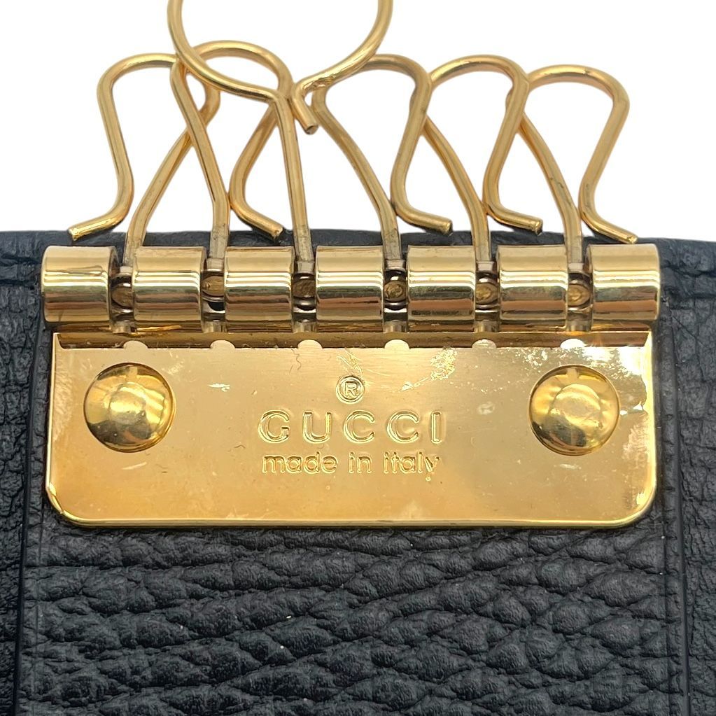 極美品 GUCCI グッチ 6連キーケース GGマーモント レザー ブラック