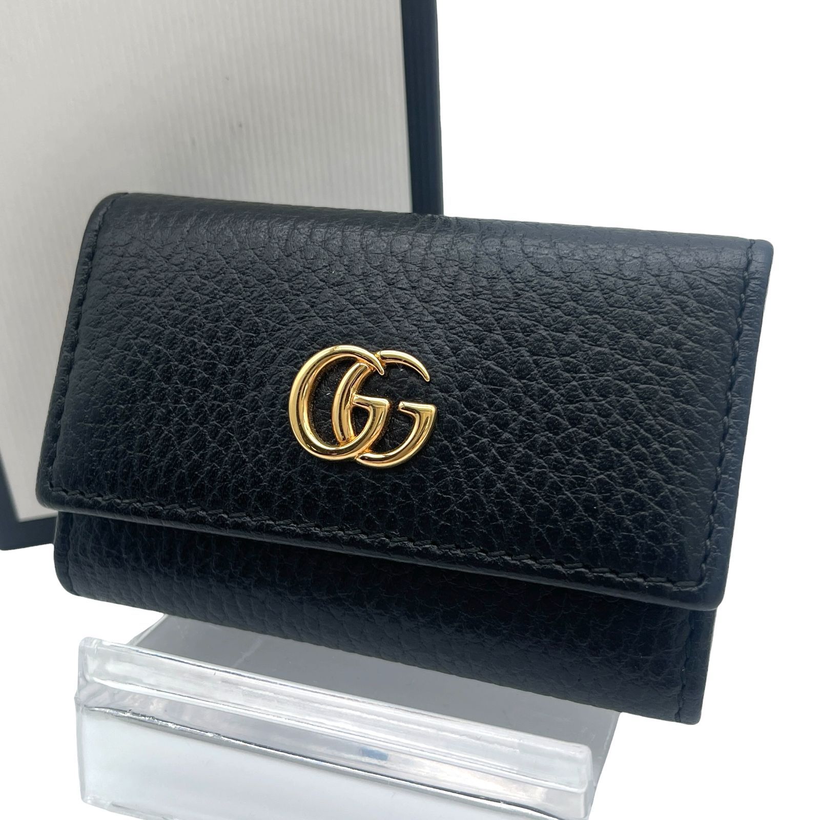 ◇極美品◇グッチ GGマーモント 6連キーケース レザー ブラック×ゴールド金具 極美品 GUCCI グッチ 6連キーケース GGマーモント レザー ブラック