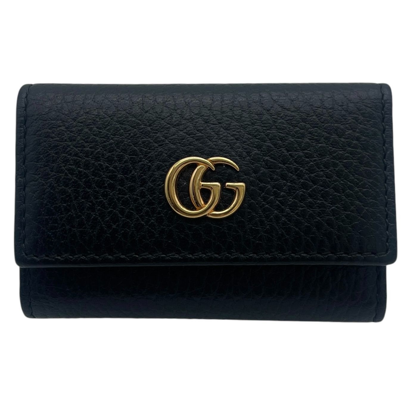 極美品 GUCCI グッチ 6連キーケース GGマーモント レザー ブラック