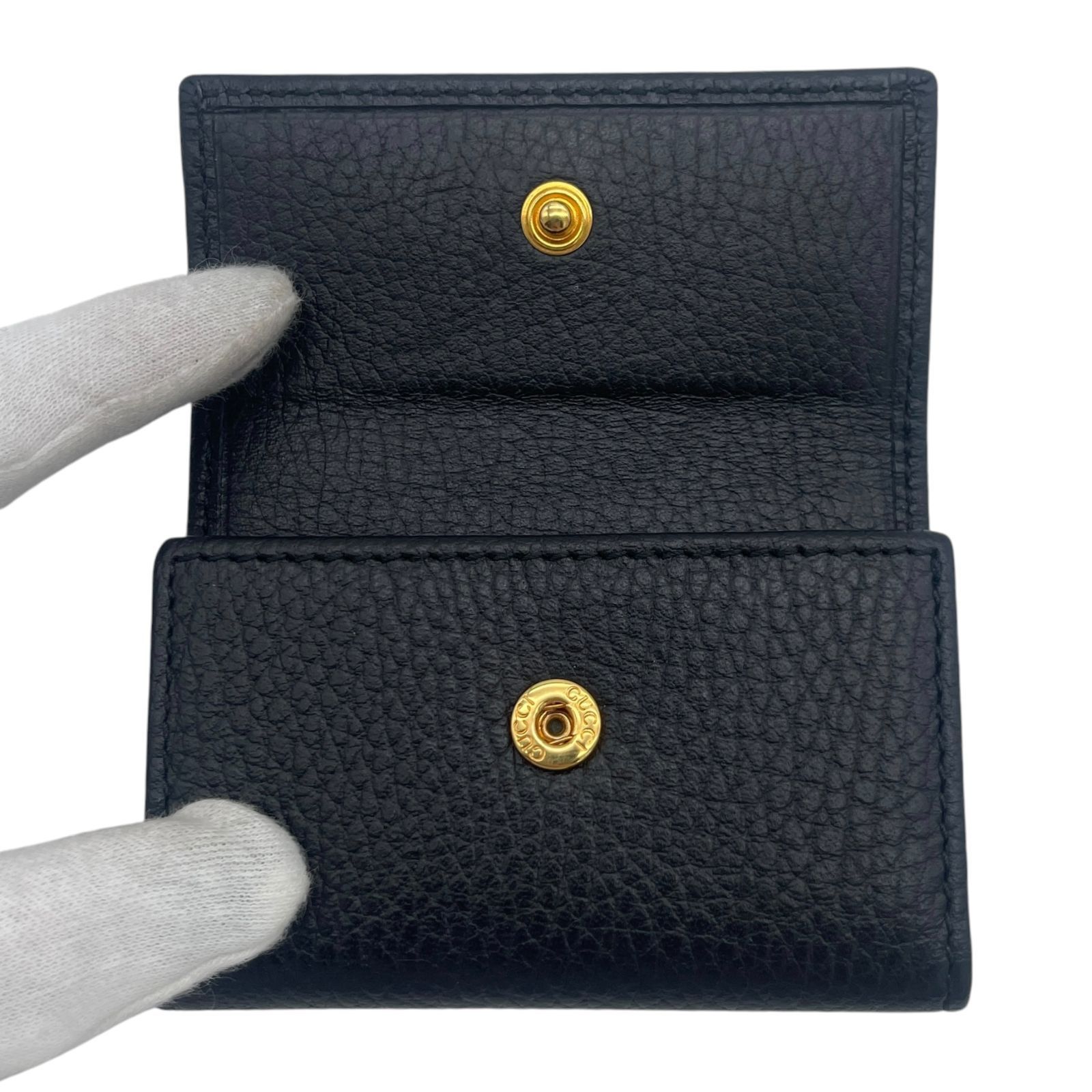 極美品 GUCCI グッチ 6連キーケース GGマーモント レザー ブラック
