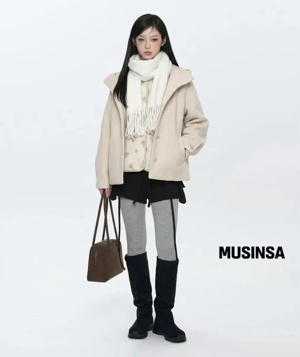 新品タイプサービス Hooded Half Coat Oatmeal