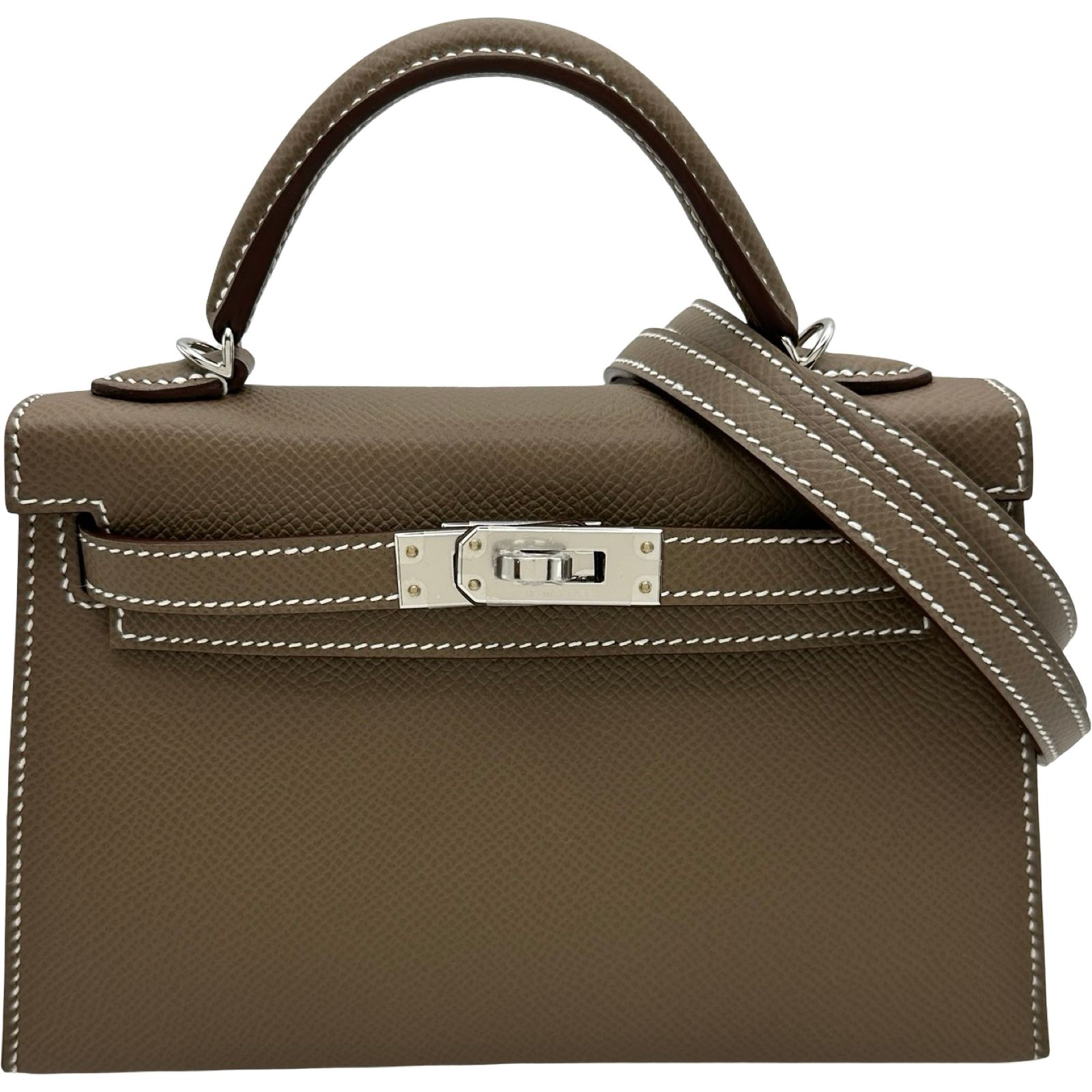 エルメス HERMES ミニケリー2 G刻印 エトゥープ シルバー金具 エプソン レディース ショルダーバッグ