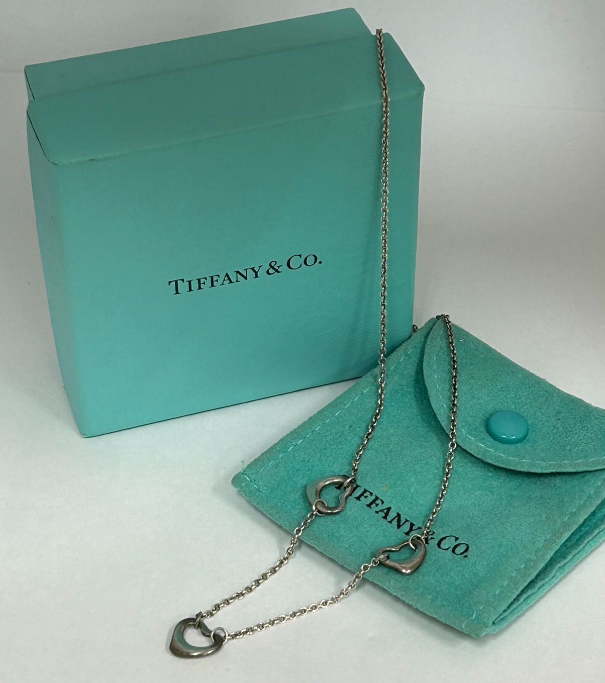 加】Tiffany & Co. スリー トリプル オープンハート ネックレス エルサ 