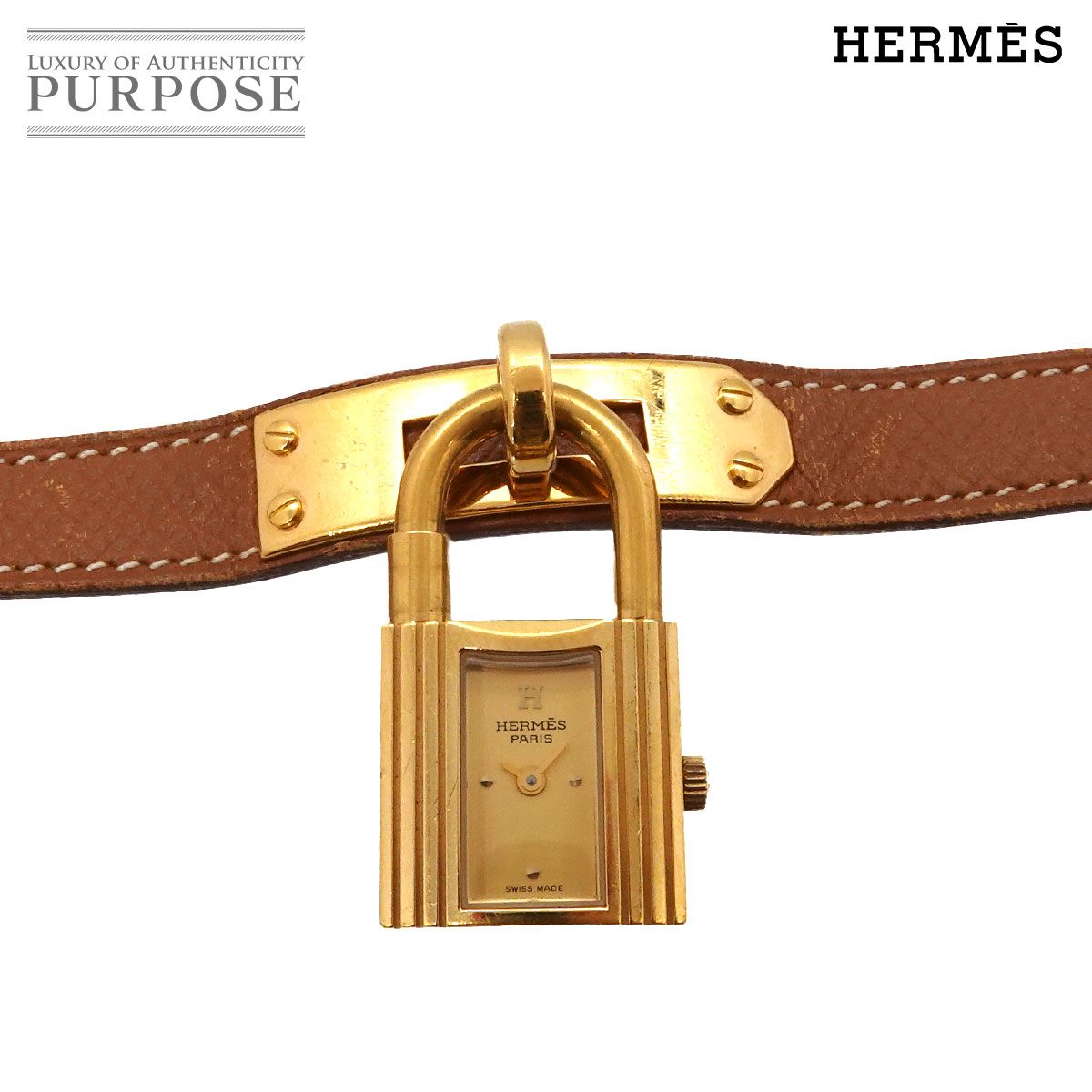 エルメス HERMES ケリーウォッチ ヴィンテージ レディース 腕時計 ゴールド ブラウン クォーツ ウォッチ カデナ Kelly Watch 90326186
