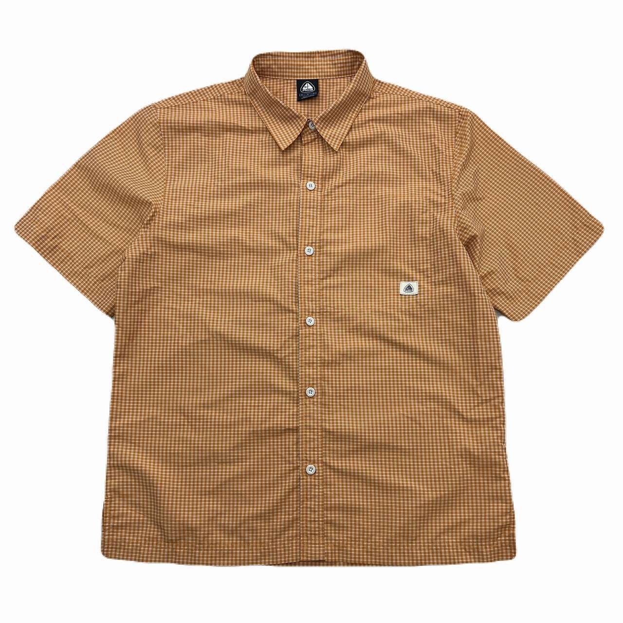 ナイキ ACG 半袖シャツ メンズ M オレンジ ギンガムチェック