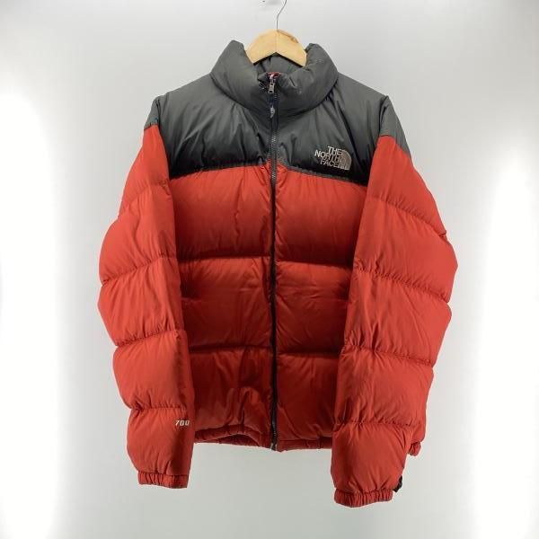 【中古】THE NORTH FACE ヌプシジャケット(左袖破れあり) 700フィル レッド×グレー サイズXL ノースフェイス[24]