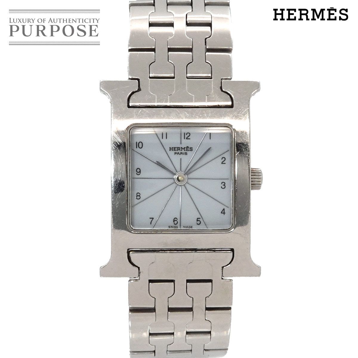 エルメス HERMES Hウォッチ HH1 210 レディース 腕時計 ホワイト グレー クォーツ ウォッチ H Watch 90327971