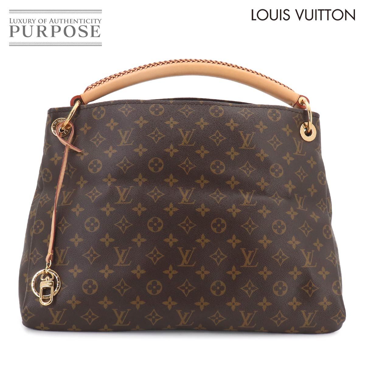 新品同様 ルイ ヴィトン LOUIS VUITTON モノグラム アーツィー MM ショルダー バッグ ブラウン M40249 ゴールド 金具 Artsy 90324987