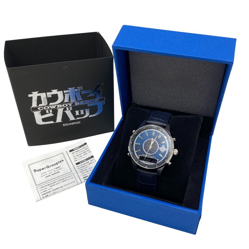 【中古美品】 カウボーイビバップ スパイク・スピーゲル LEATHER BAND CHRONOGRAPH QUARTZ レザー バンド クロノグラフ クォーツ 時計 腕時計 【197-260531-kh-04-izu】