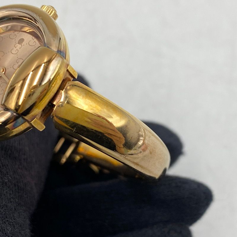 中古品】 GUCCI グッチ 1400L GG PINK DIAL BANGLE WATCH ピンク