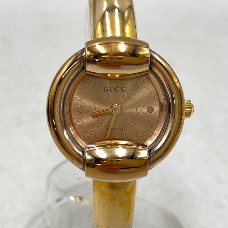 GUCCI グッチ 腕時計 1400L ゴールド 文字盤 ピンクゴールドGG 中古品】 GUCCI グッチ 1400L GG PINK DIAL BANGLE WATCH ピンク