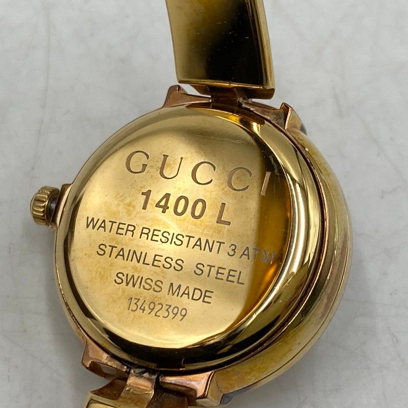 中古品】 GUCCI グッチ 1400L GG PINK DIAL BANGLE WATCH ピンク