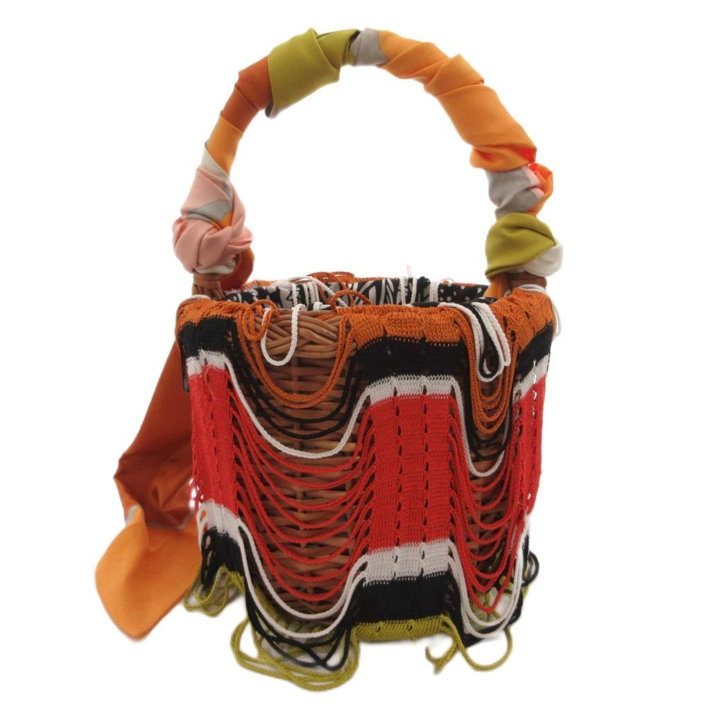 ミッソーニ MISSONI かごバッグ ハンド 手提げ スカーフ 総柄 マルチカラー /FF ■GY57