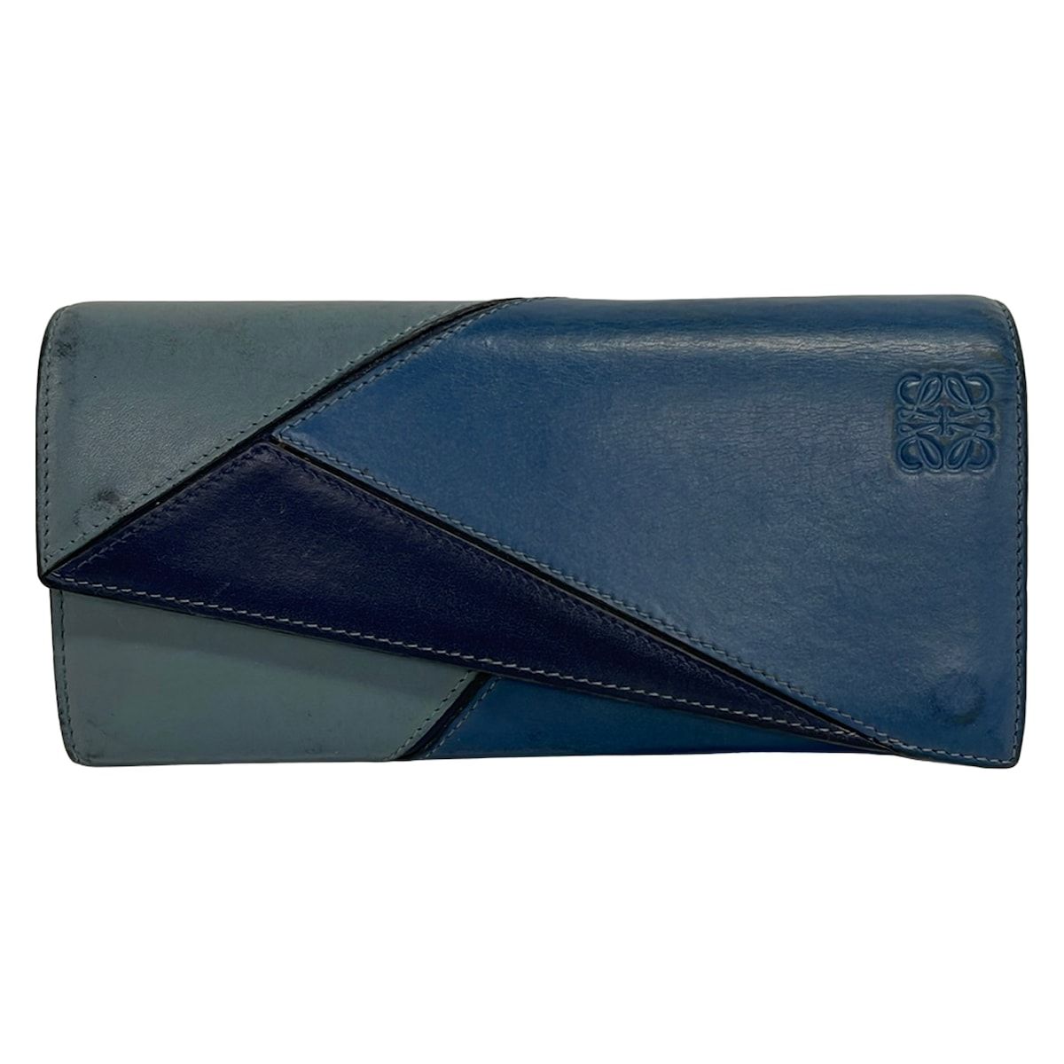 LOEWE(ロエベ) 長財布 パズル ネイビー×ブルーグレー×ダークネイビー レザー