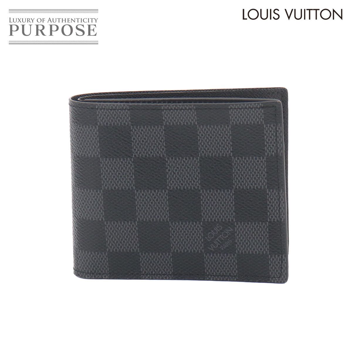 未使用 展示品 ルイ ヴィトン LOUIS VUITTON ダミエ グラフィット ポルト フォイユ マルコ NM 二つ折り 財布 ブラック N63336 90325024