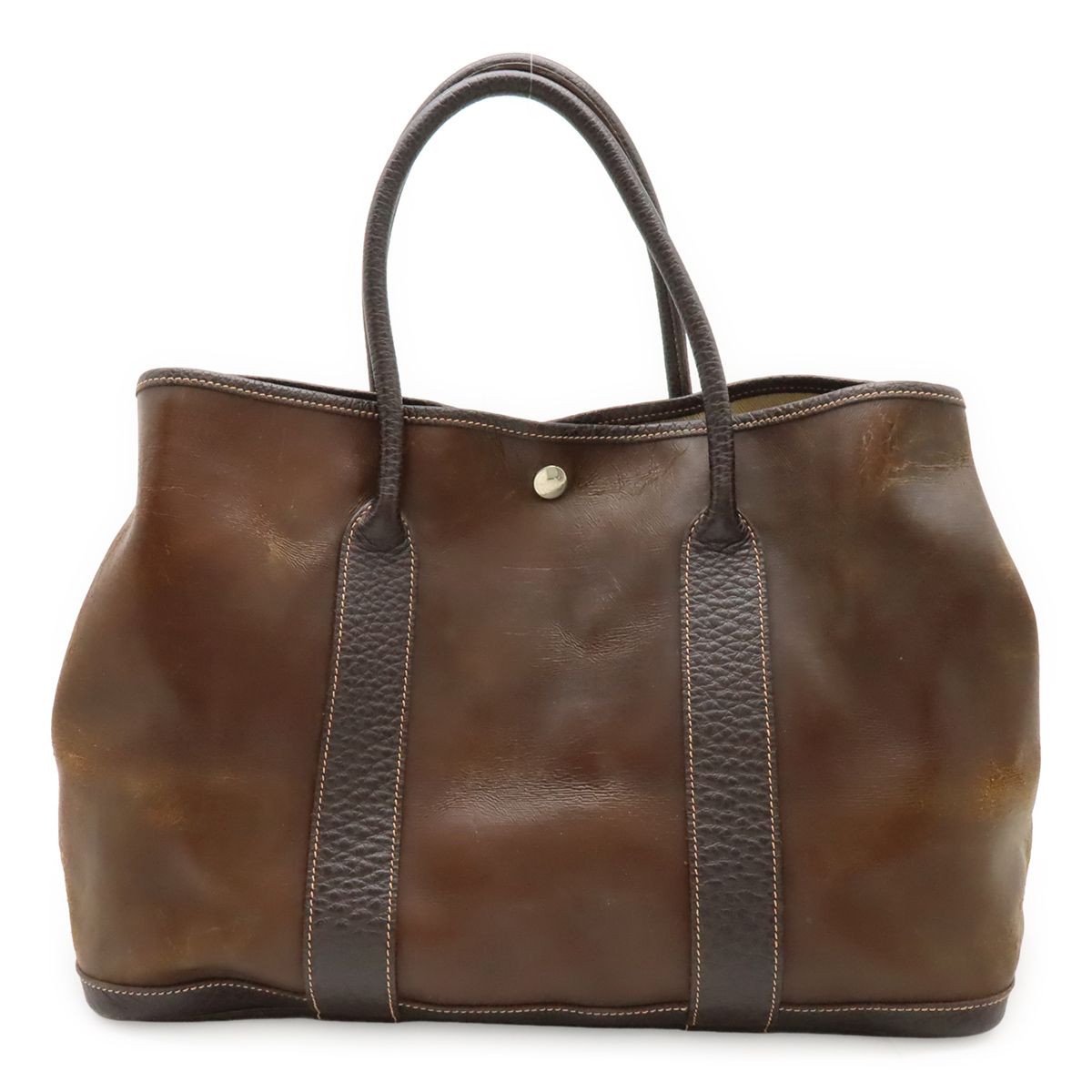 HERMES エルメス ガーデンパーティPM トートPM トートバッグ ハンドバッグ アマゾニア レザー ダークブラウン 茶 シルバー金具