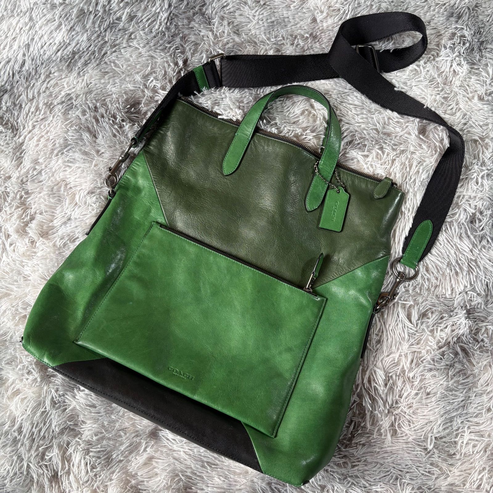 YS26F-003　コーチ COACH スポーツカーフレザー 牛革 トートバッグ 72240 Mannhattan Fold Over マンハッタンフォルド オーバー パッチワー