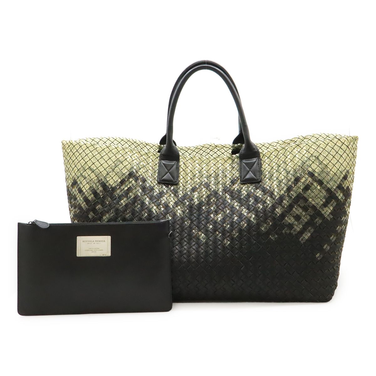 BOTTEGA VENETA ボッテガ ヴェネタ イントレチャート グラデーション カバGM トートバッグ PVC レザー クリア ブラック ポーチ付き 113129