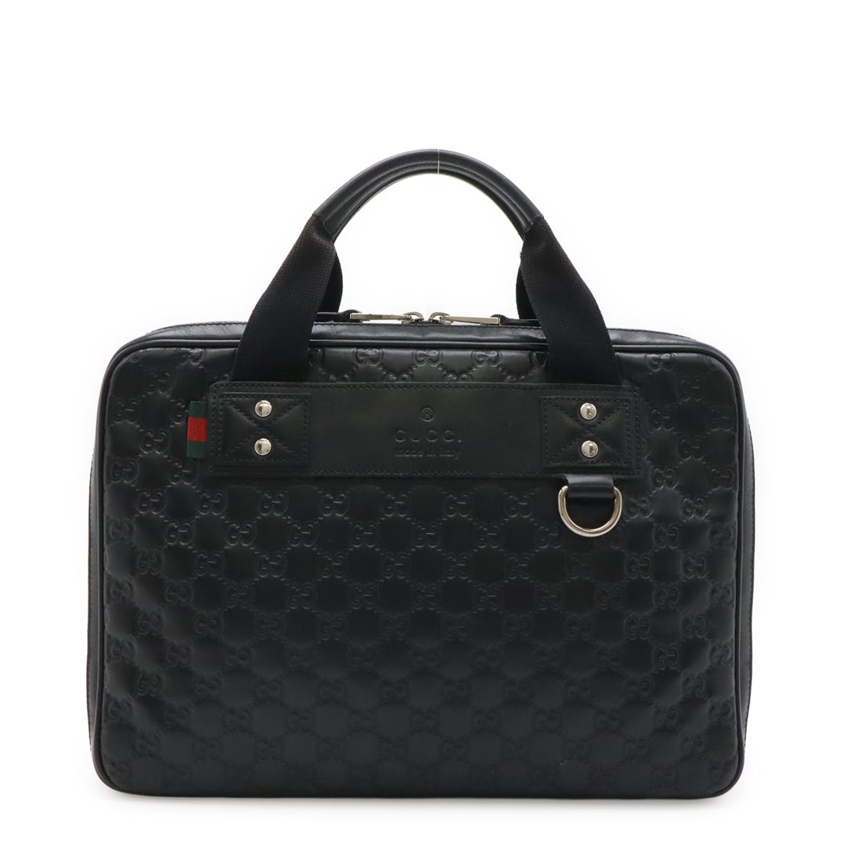 GUCCI グッチ グッチシマ ラバー PCケース ビジネスバッグ レザー ブラック 黒 シルバー金具 281905