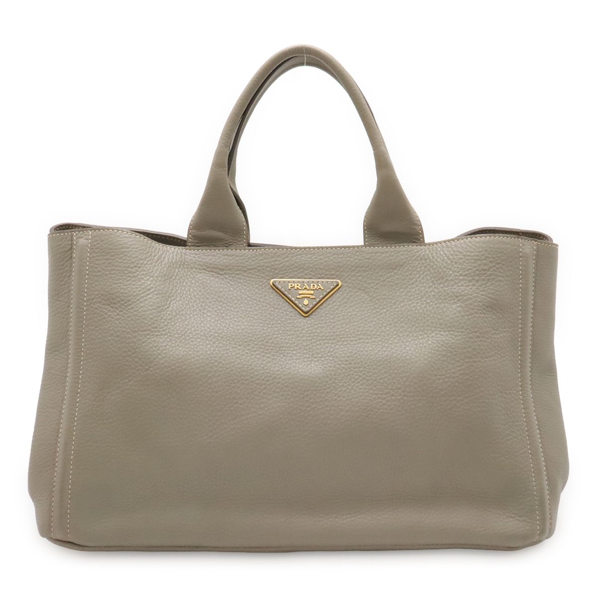 PRADA プラダ CANAPA カナパ トートバッグ ラージトート ハンドバッグ レザー グレー ゴールド金具 BN1872
