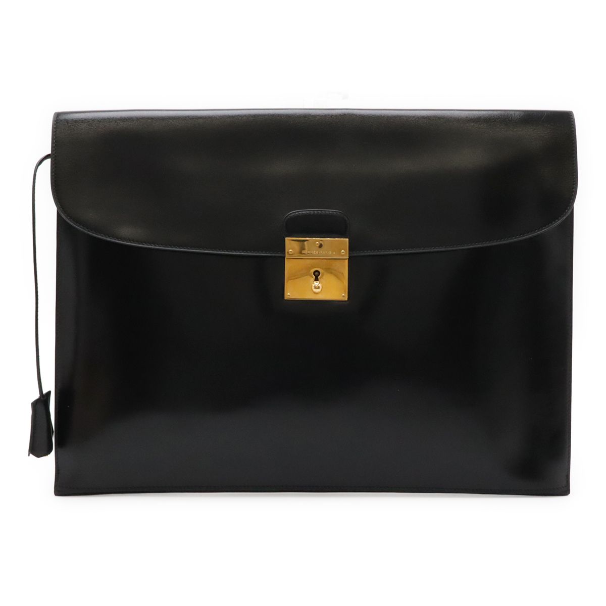 HERMES エルメス キリウス セカンドバッグ クラッチバッグ ビジネスバッグ ボックスカーフ レザー ブラック 黒 ゴールド金具 ○P刻印