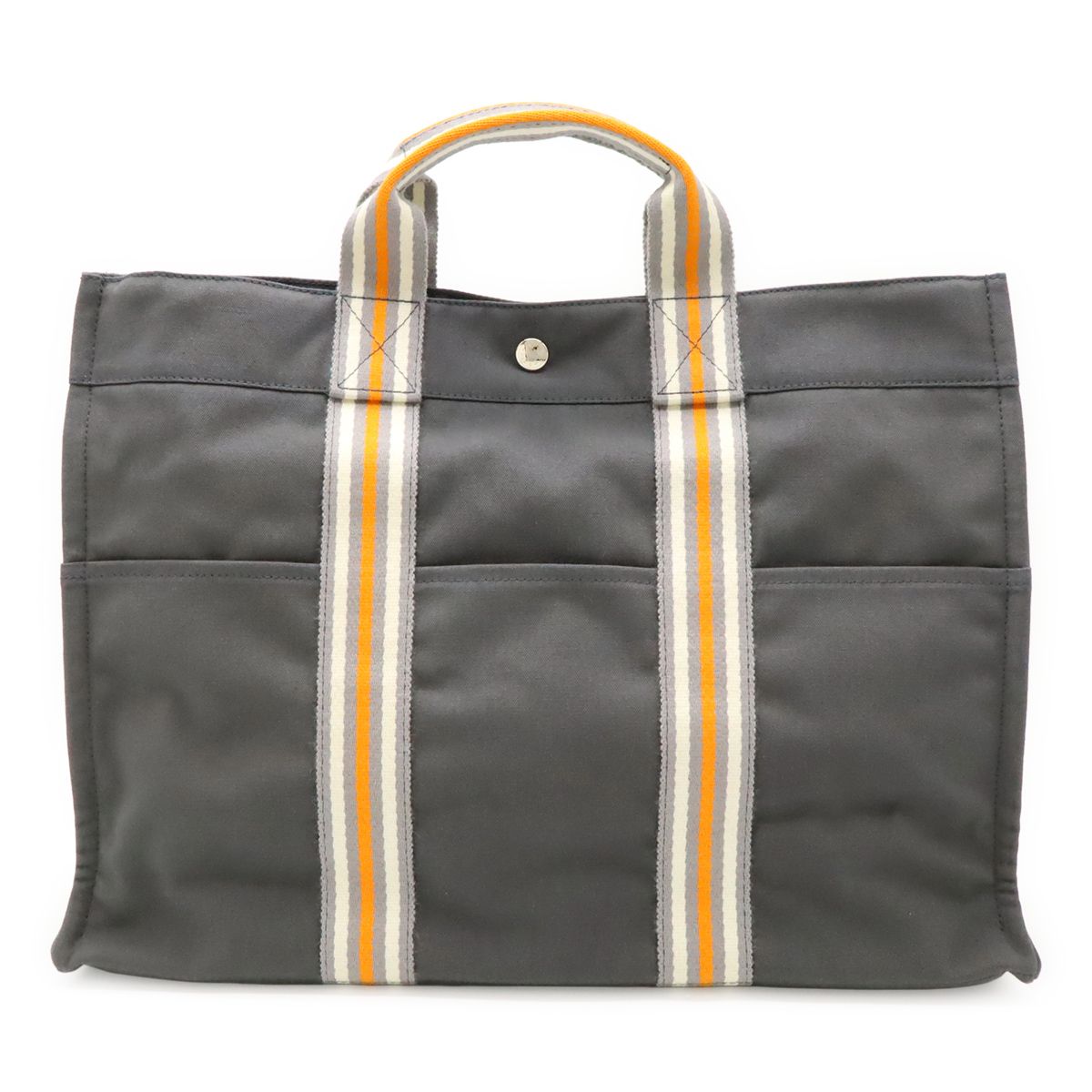 HERMES エルメス フールトゥMM トートMM トートバッグ ハンドバッグ 2001年 銀座店限定モデル キャンバス グレー オレンジ ホワイト