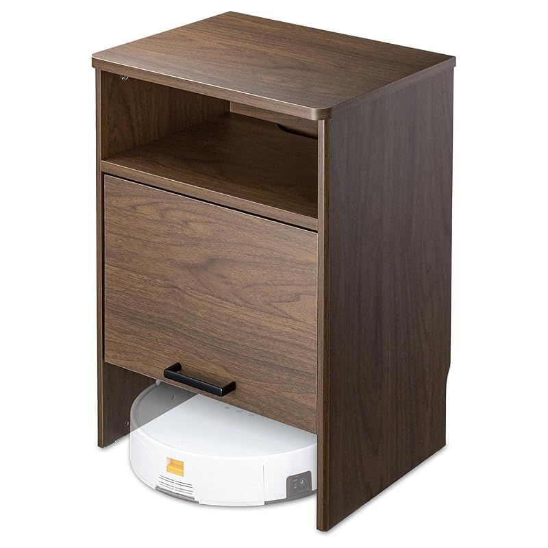 サンワダイレクト ケーブルボックス ルンバ基地 木製 ルーター収納 2段 高さ57.5cm ダークブラウン 200-CB026DBRM