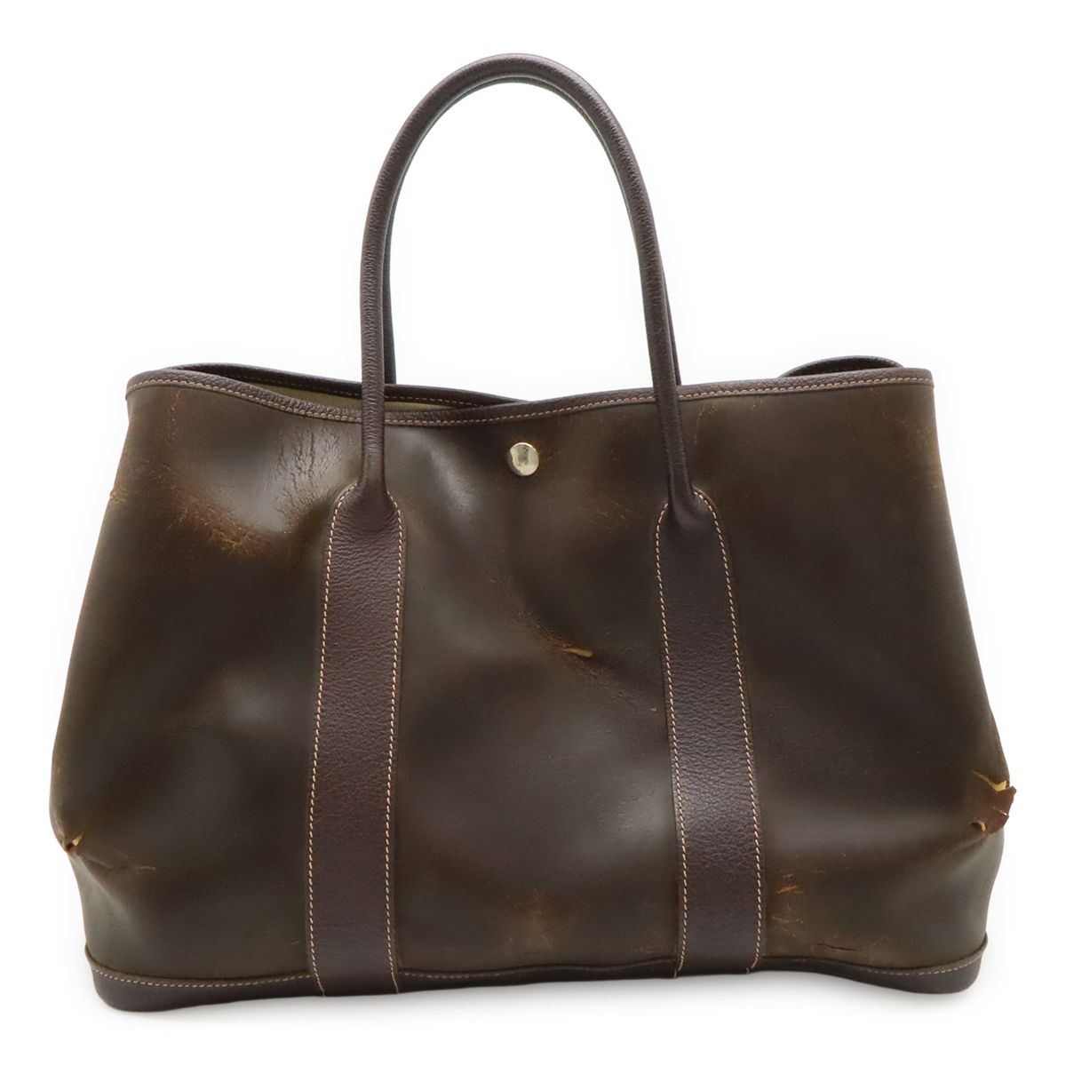 HERMES エルメス ガーデンパーティPM トートPM トートバッグ ハンドバッグ アマゾニア レザー ダークブラウン 茶 シルバー金具