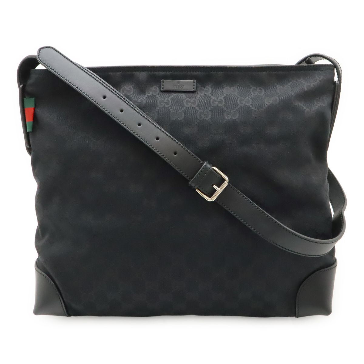 GUCCI グッチ GGキャンバス シェリーライン ショルダーバッグ 斜め掛け レザー ブラック 黒 グリーン 緑 レッド 赤 308930