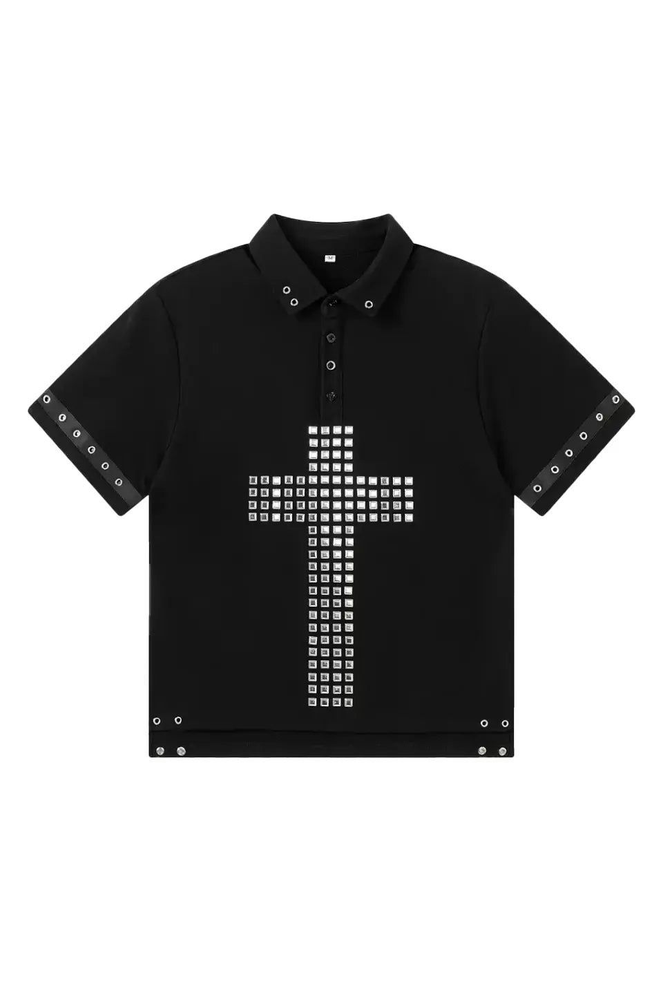 REBEL WAVE | STUDDED CROSS GRUNGE POLO SHIRTS