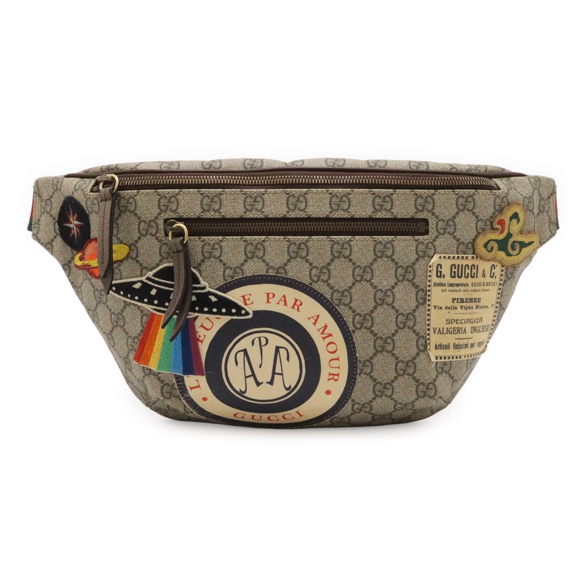 GUCCI グッチ クーリエ GGスプリーム シェリーライン ベルトバッグ ボディバッグ ウエストバッグ アップリケ PVC ベージュ マルチカラー 529711
