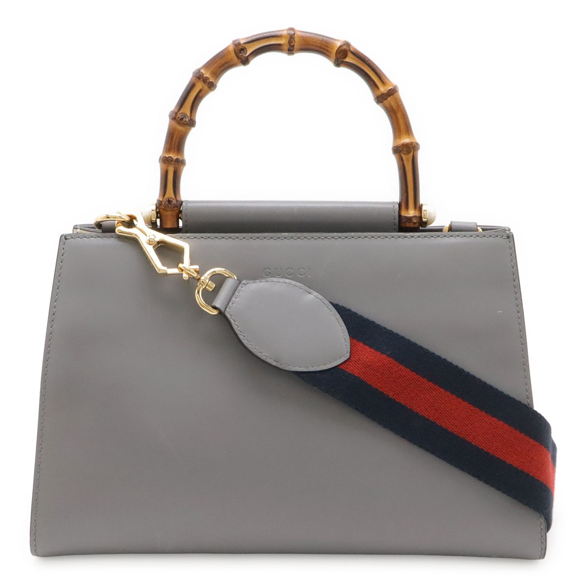 GUCCI グッチ ニムフェア バンブー ハンドバッグ ミニバッグ 2WAY ショルダーバッグ レザー フェイクパール グレー ゴールド金具 459076
