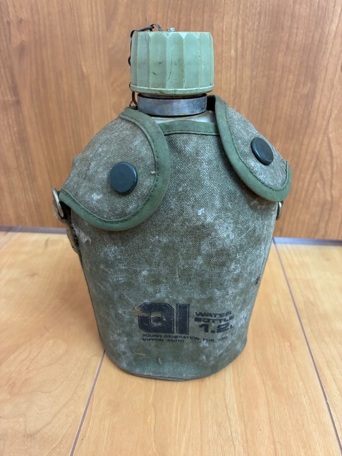 【昭和レトロ】日本水筒 GI風 水筒 1.2L 帆布カバー付き ミリタリー 当時物