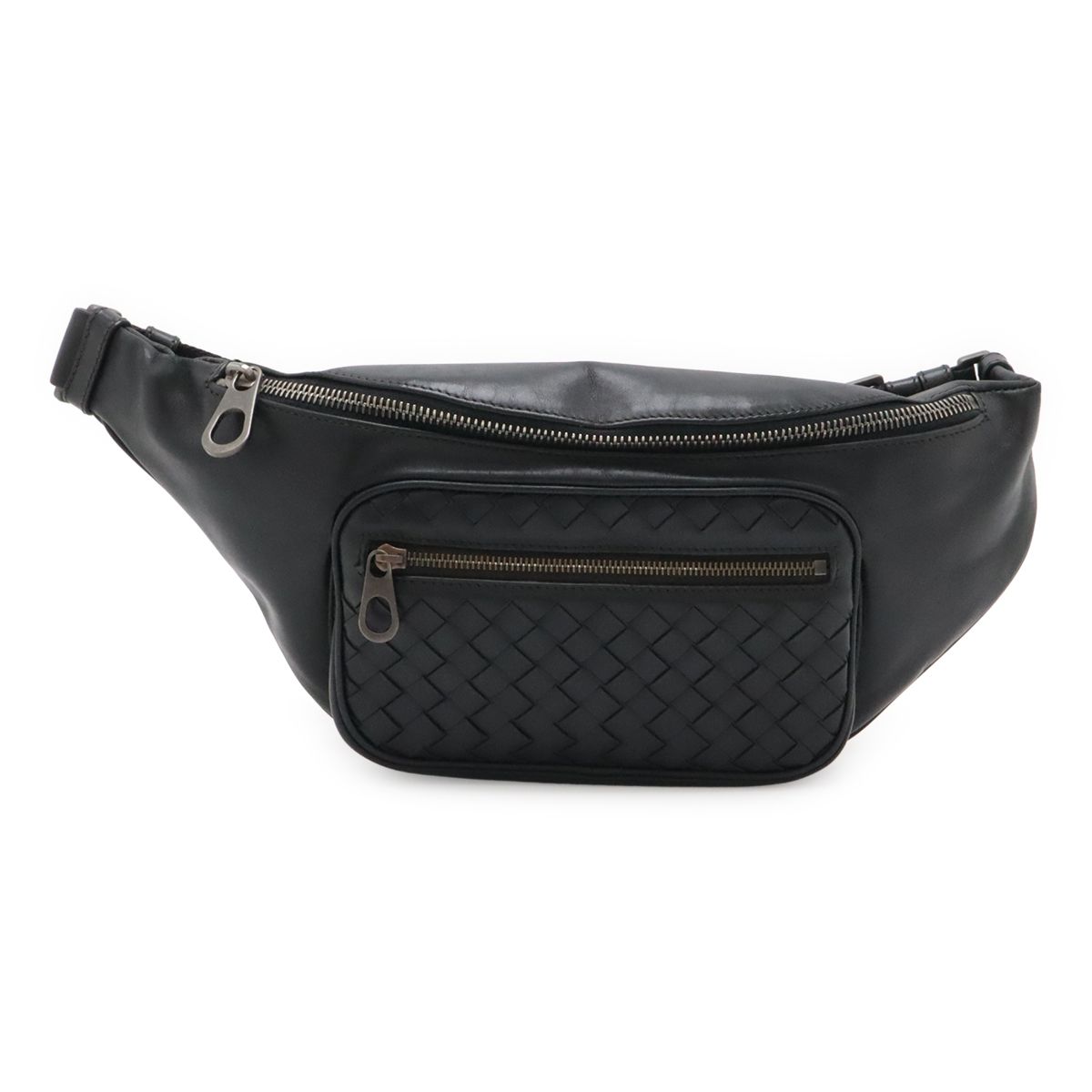BOTTEGA VENETA ボッテガ ヴェネタ ボッテガベネタ イントレチャート ボディバッグ ウエストポーチ ヒップバッグ レザー ブラック 黒 222310