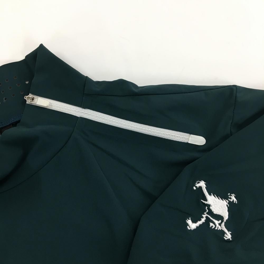 超美品】オークリー 半袖ハイネックシャツ ダークグリーン 襟元ジップ