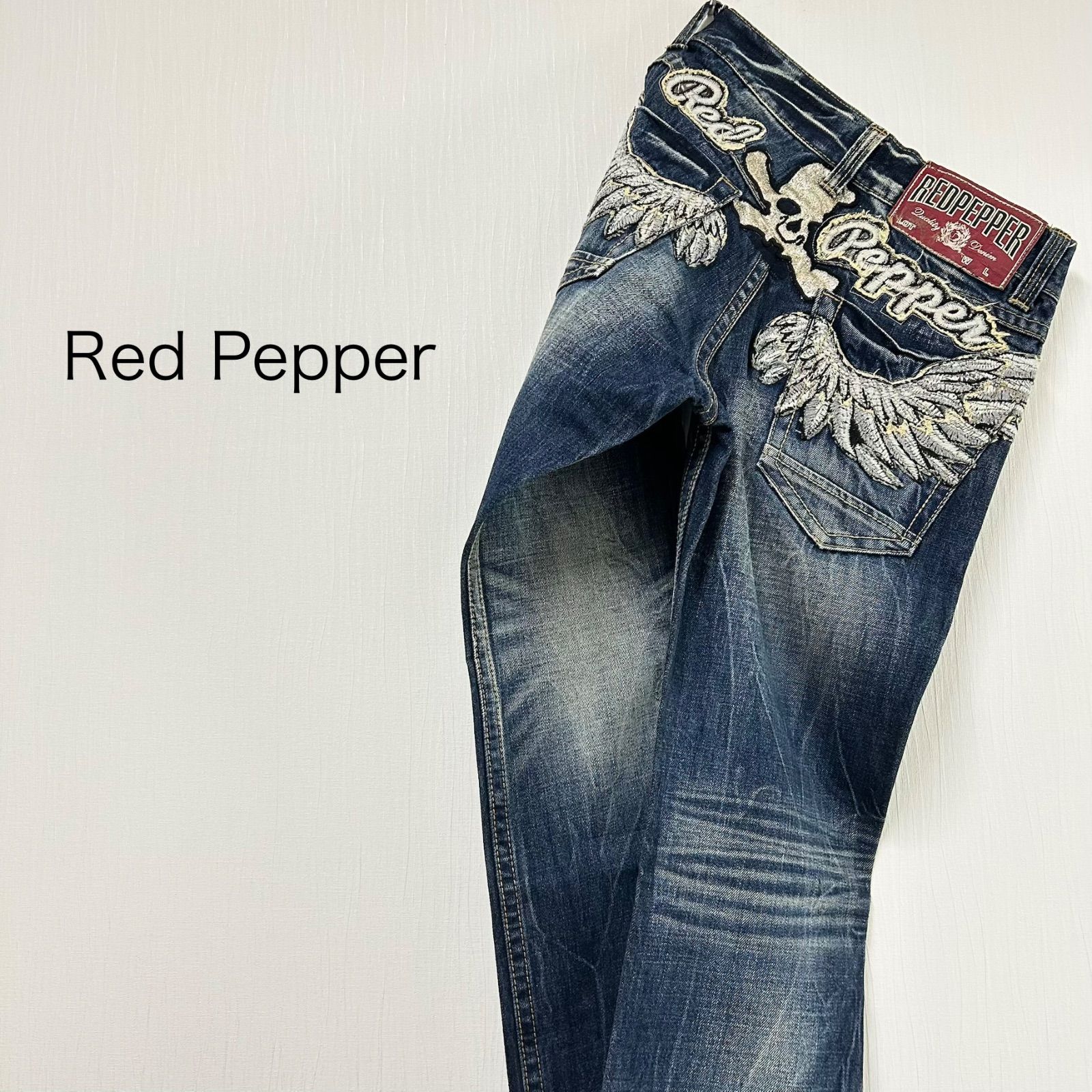 スカル装飾 ウィング刺繍 デニム 【Red Pepper】 - メルカリ