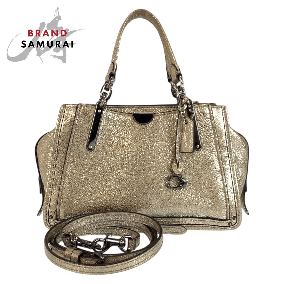 美品 COACH コーチ ドリーマー メタリックゴールド レザー G1892 38543 ハンドバッグ ショルダーバッグ 2way レディース 602655【中古】